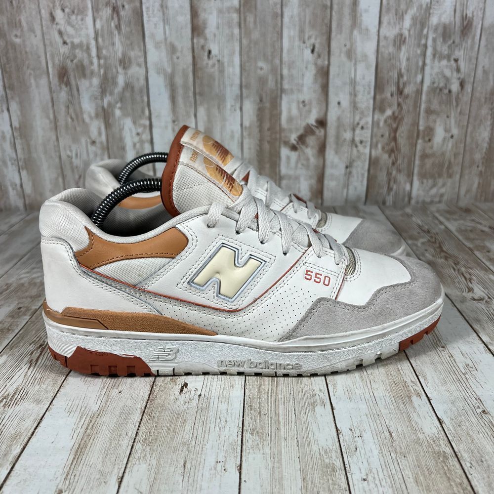 New Balance 550 White Brown Tan Retro Basketball Sneakers Women's Size 10.5